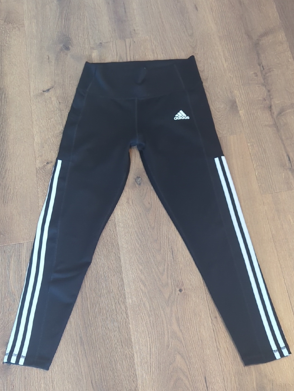 adidas Black Leggings with White Side Stripes